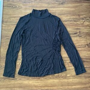Max Edition Elegant Black Fitted Long Sleeve Top Women’s Medium